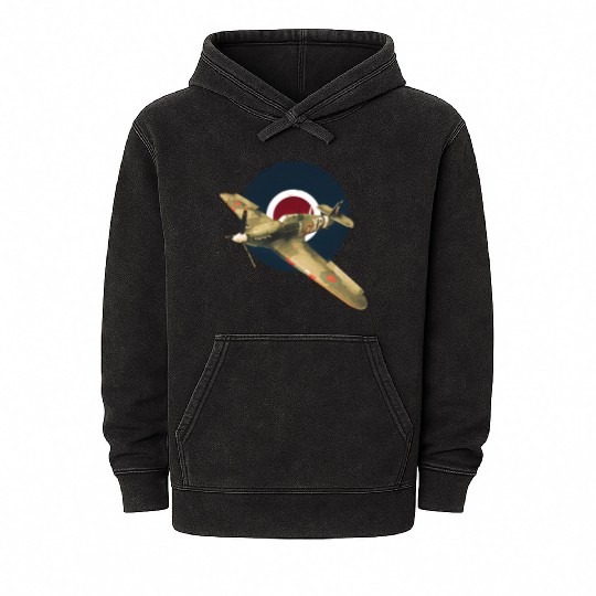 Hawker Hurricane RAF WW2 Fighter Plane Mineral Wash Hoodies