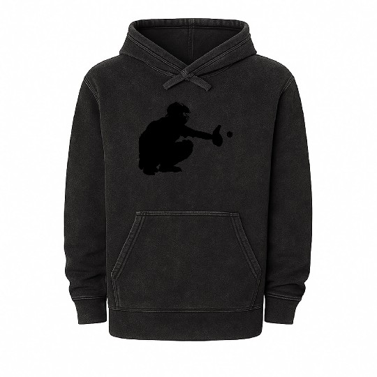 Baseball catcher waiting to catch a pitch Mineral Wash Hoodies