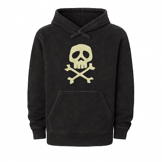 Misfits Style Captain Harlock Skull Crossbones Mineral Wash Hoodies