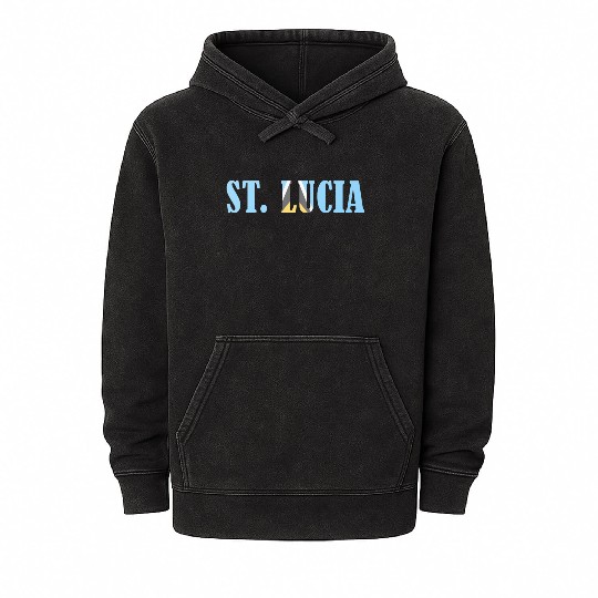 St Lucia flag Mineral Wash Hoodies