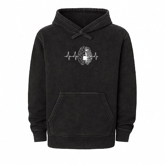Machine Learning AI Data Science Heartbeat Data Mineral Wash Hoodies