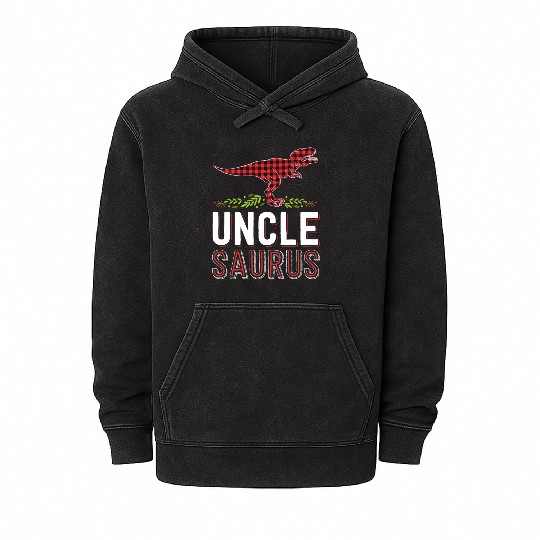 Uncle Saurus T Rex Bufallo Plaid Matching Family Mineral Wash Hoodies