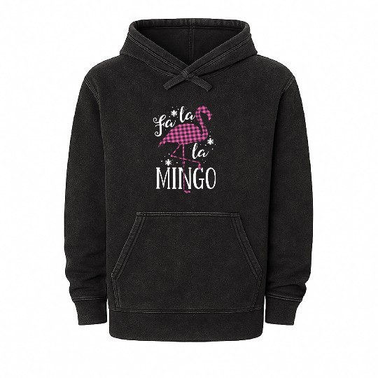 Fa La La Mingo Flamingo Christmas Mineral Wash Hoodies Pink