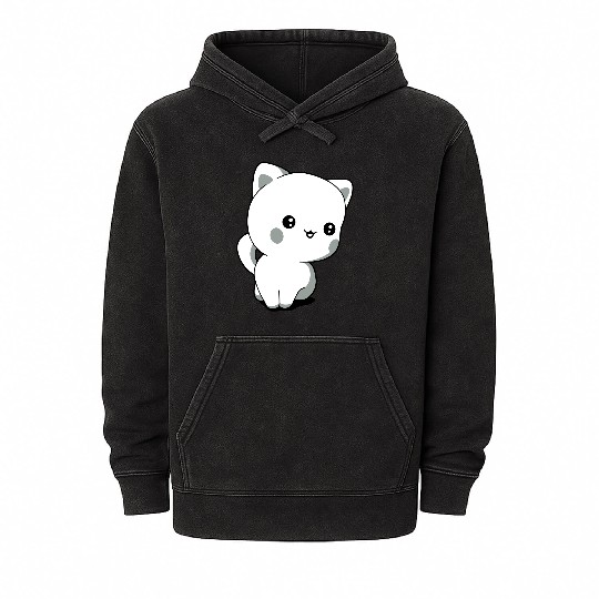 kitten chibi kawaii Mineral Wash Hoodies