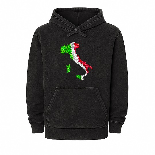 Italy map low poly diamond style Mineral Wash Hoodies