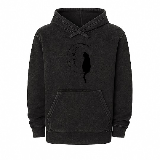 Cat Moon Mineral Wash Hoodies