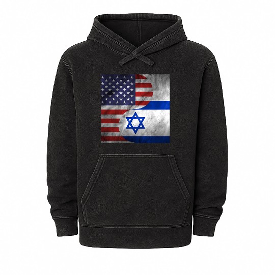 USA Israel Dual Yin Yang Flag Mineral Wash Hoodies