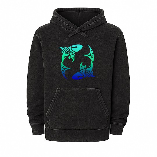 T Tattoo Pisces Horoscope Gift Idea Mineral Wash Hoodies