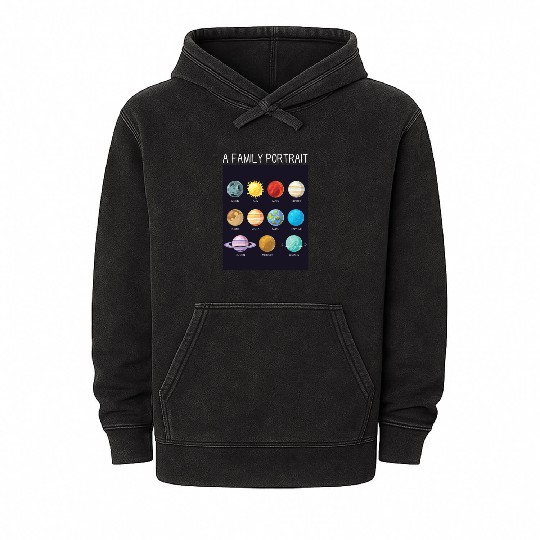 Outer Space Nerd Solar System Planets Sun Moon Mineral Wash Hoodies
