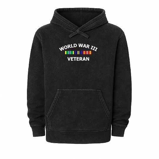 World War 3 Veteran Joke Gift Mineral Wash Hoodies