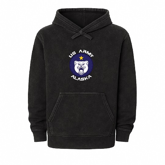 US Army Alaska Polar Bear Patch Mineral Wash Hoodies