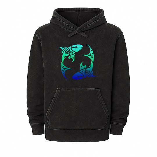 T Tattoo Pisces Horoscope Gift Idea Mineral Wash Hoodies