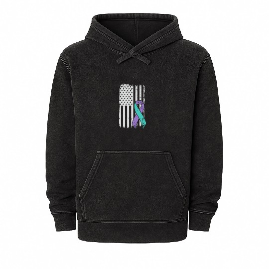 Suicide Prevention Awareness Ribbon - USA American Mineral Wash Hoodies