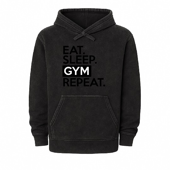 Eat Sleep Gym Repeat, fitness, workout, exercise Mineral Wash Hoodies