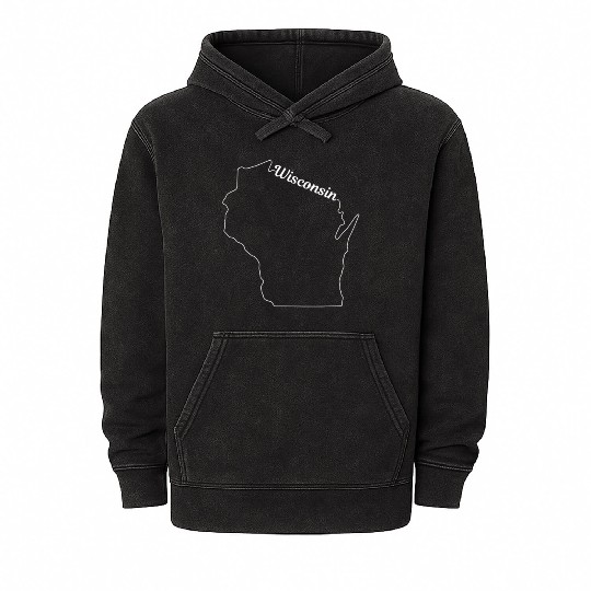 Wisconsin State Pride USA Map Mineral Wash Hoodies