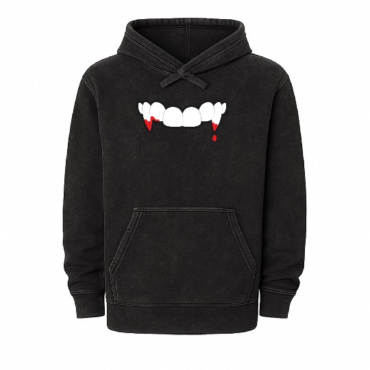 Halloween Vampire Teeth Mask Mineral Wash Hoodies