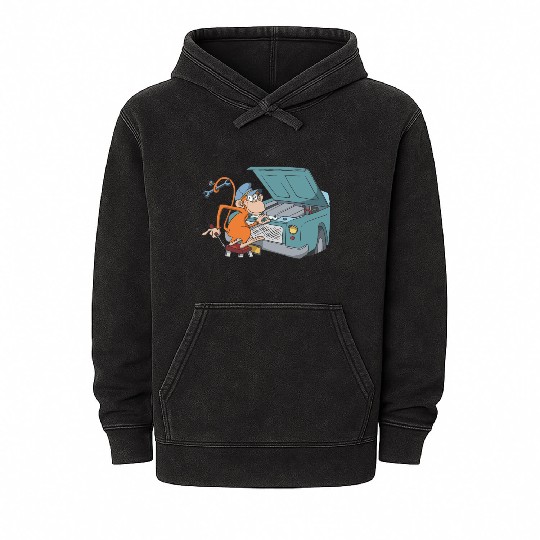 Car mechanic monkey hood Mineral Wash Hoodies