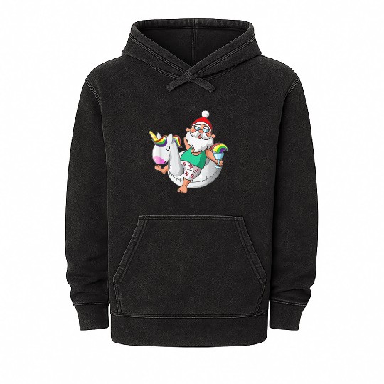 Christmas in July Santa Hawaiian Unicorn Swim Mineral Wash Hoodies