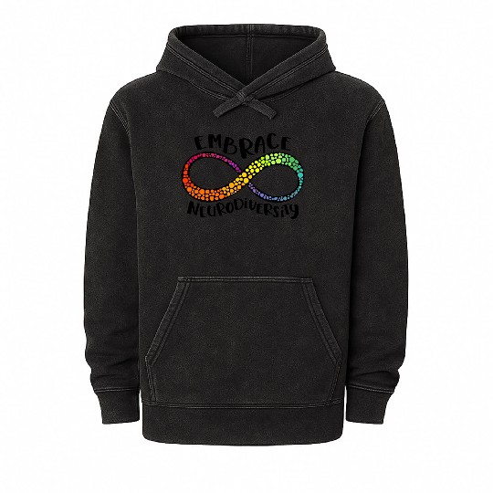 Embrace Neurodiversity Infinity Symbol Mineral Wash Hoodies