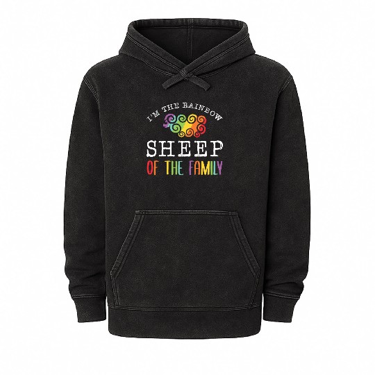 I'm The Rainbow Sheep Of The Family Farm Goat Mineral Wash Hoodies
