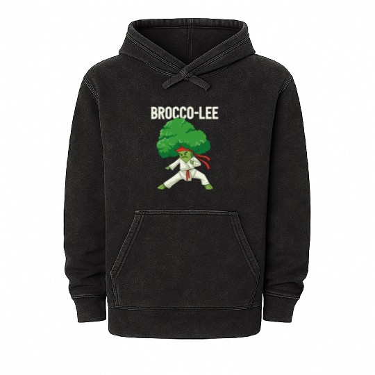 Brocco Lee Broccoli Karate Vegan Vegetarian MMA Mineral Wash Hoodies