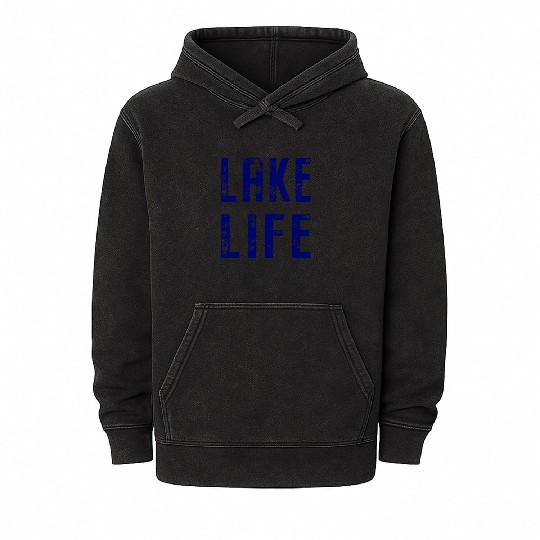 Vintage Distressed Lake Life Mineral Wash Hoodies