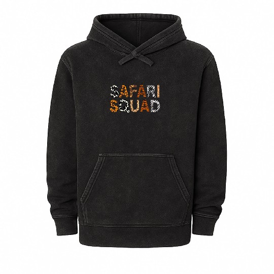 Safari Squad Family Vacation African Animal lover Mineral Wash Hoodies