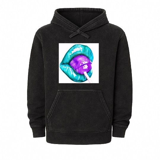GREEN LIPS AN LOLLIPOP Mineral Wash Hoodies