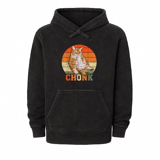 Funny Overweight Chubby Chonk Cat Meme Memes Mineral Wash Hoodies