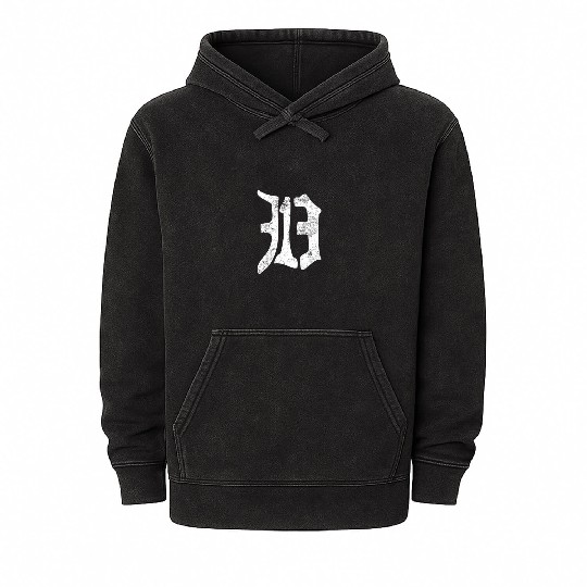 313 Detroit Mineral Wash Hoodies Vintage Old English D Area Code