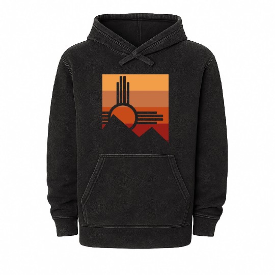 Zia Sun New Mexico Zia Mountains Mineral Wash Hoodies