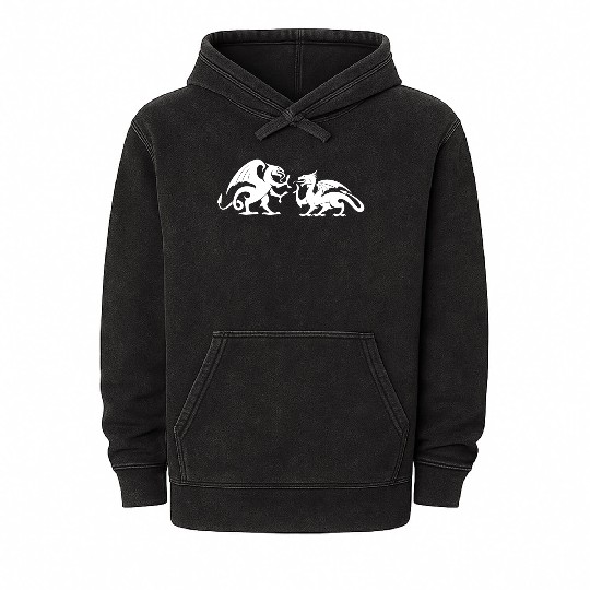 Dragons Fighting Fight Dragon Reptiles Monster Mineral Wash Hoodies