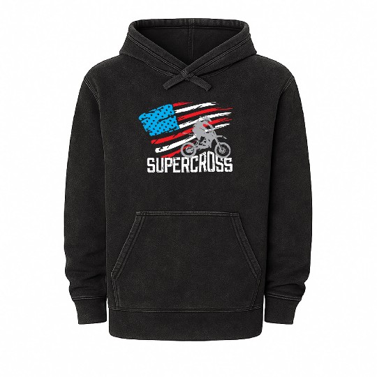 Supercross Motocross Racing Biker Mineral Wash Hoodies