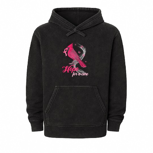 Breast Cancer Cardinal bird hope for a cure Mineral Wash Hoodies