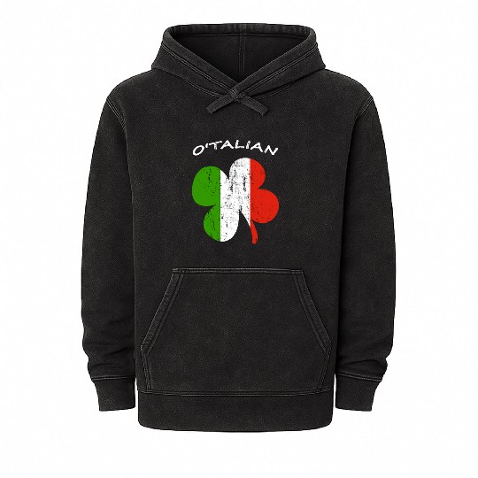 O'talian Funny Italian Irish, St Patricks Day Mineral Wash Hoodies