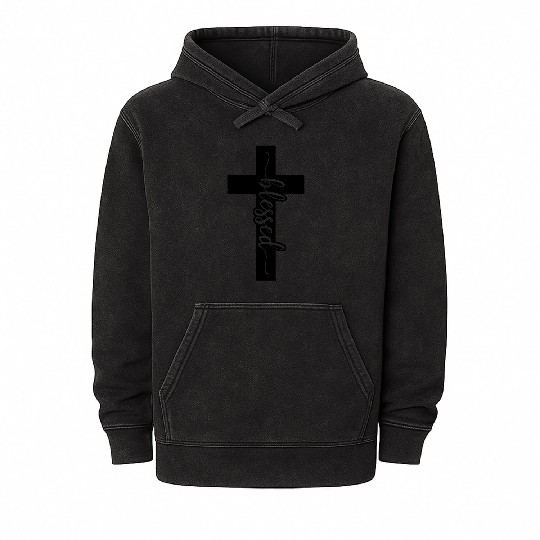 Blessed Cross, cool christian, blessed Mineral Wash Hoodies