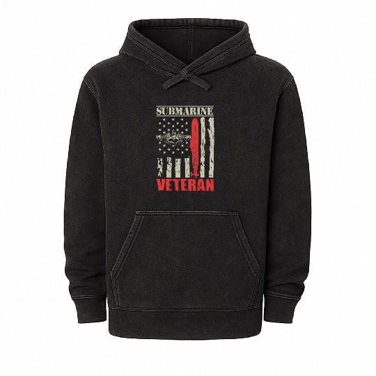 US Military Submarine Gift For A Veteran Mineral Wash Hoodies