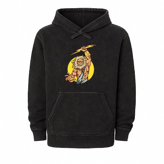 Comic - God Zeus Lightning - bright Mineral Wash Hoodies