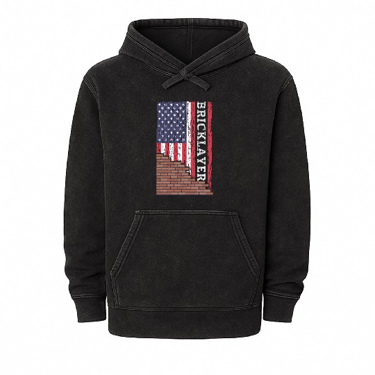 Brick Mason Bricklayer Masonry Dad Us Flag Constru Mineral Wash Hoodies