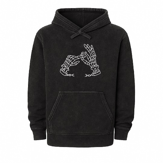Skeleton Hands Funny Mineral Wash Hoodies