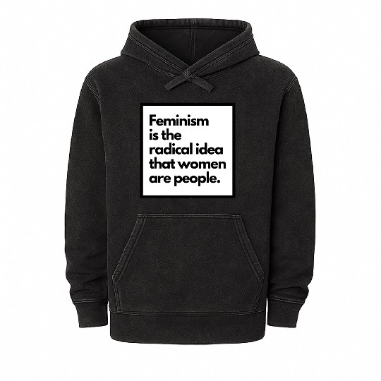 Feminism solid back sticker Mineral Wash Hoodies