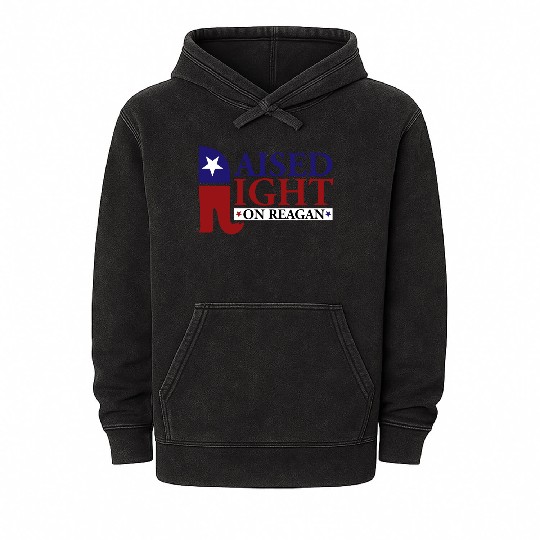 Raised Right On Reagan 80'S Nostalgia Mineral Wash Hoodies