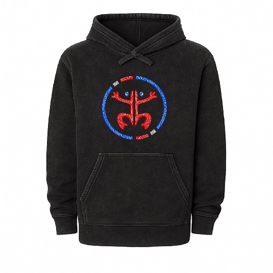 Puerto Rico Coqui Frog Taino Boricua Tech Style Mineral Wash Hoodies