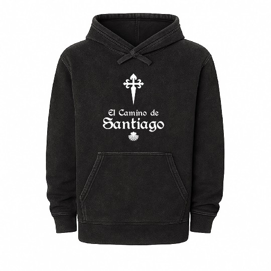 El Camino De Santiago Saint James Cross Scallo Mineral Wash Hoodies