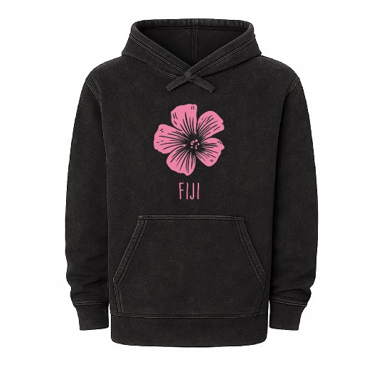 Fiji Vintage Tropical Hibiscus Flower birthday chr Mineral Wash Hoodies