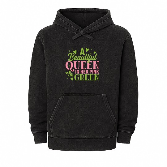 A Beautiful Queen in her Pink and Green | HBCU AKA Mineral Wash Hoodies