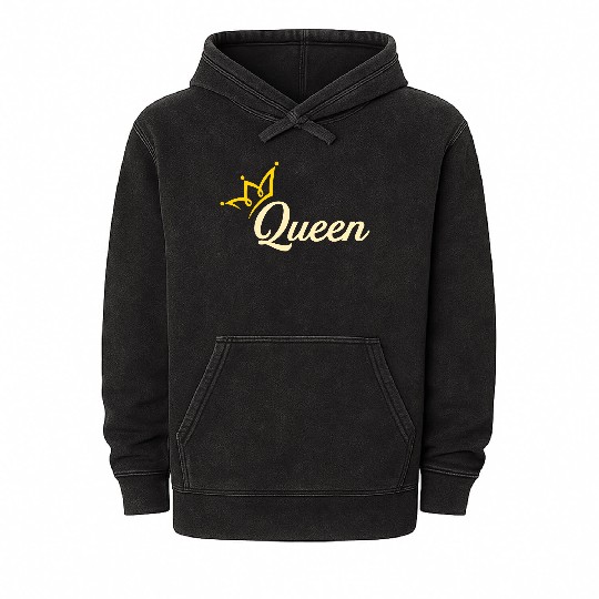 Queen Crown mother wife mom Mineral Wash Hoodies