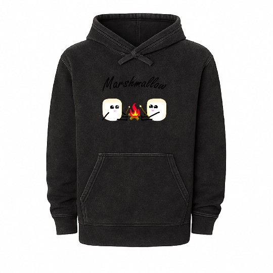 Marshmallow candy sweet camping kids Mineral Wash Hoodies