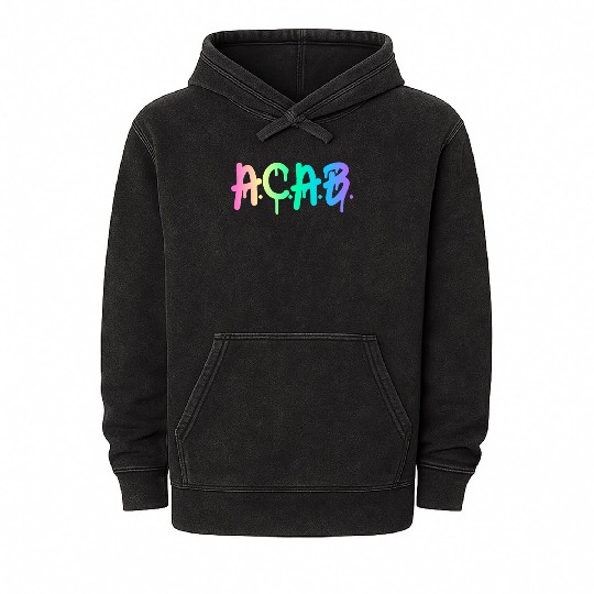ACAB Rainbow Drip Mineral Wash Hoodies
