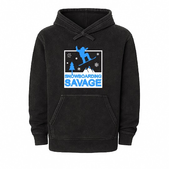 Snowboarding Savage Kids Cool Youth Freestyle Snow Mineral Wash Hoodies